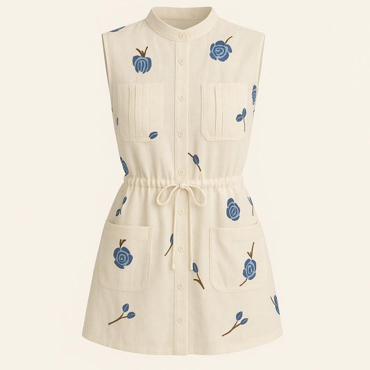 Sleeveless Shirt Dress