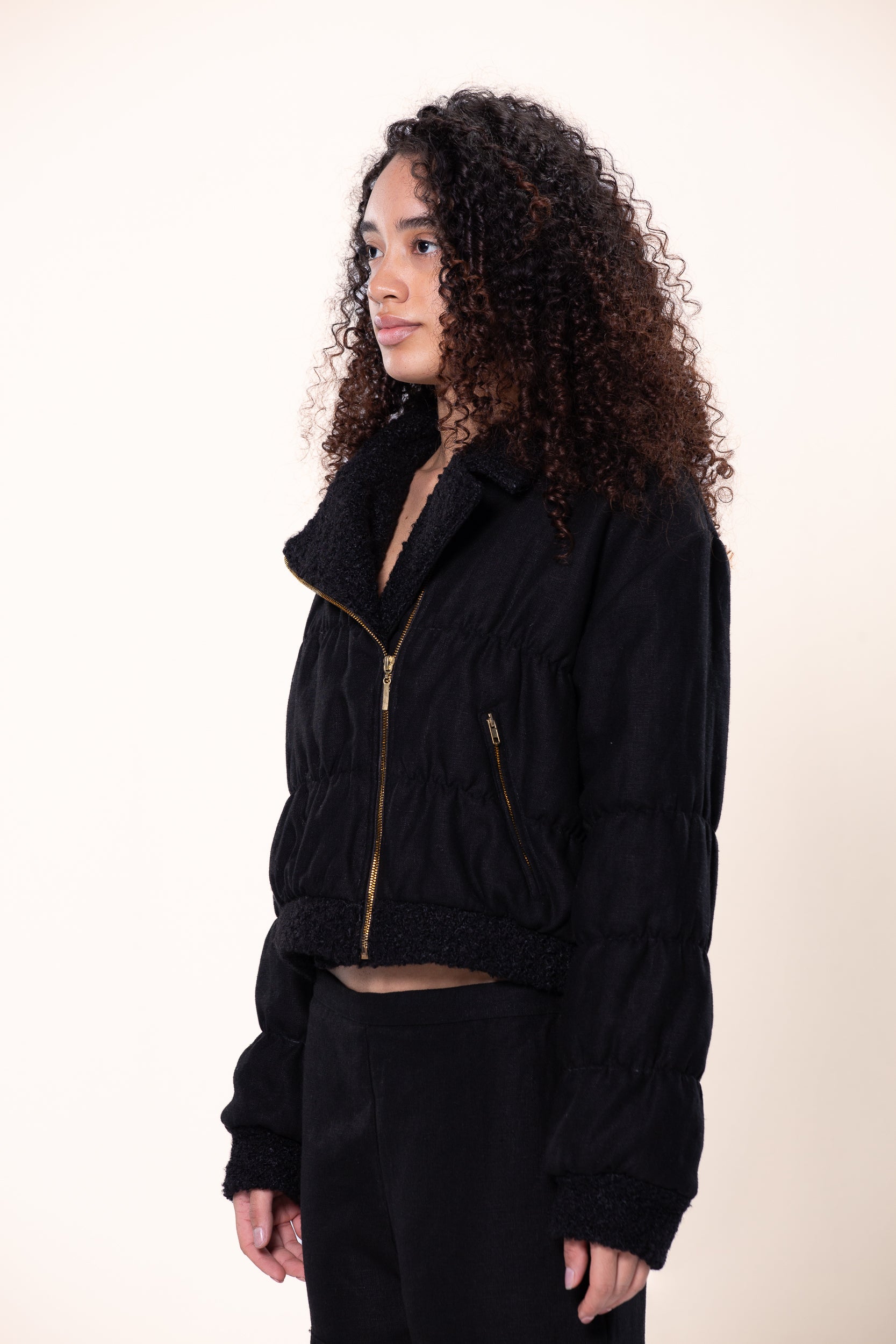 ジャケット・アウター BLACKUP Shagle High-NeckFurLeatherJumper Shamsa Shearling Jacket – Yalin